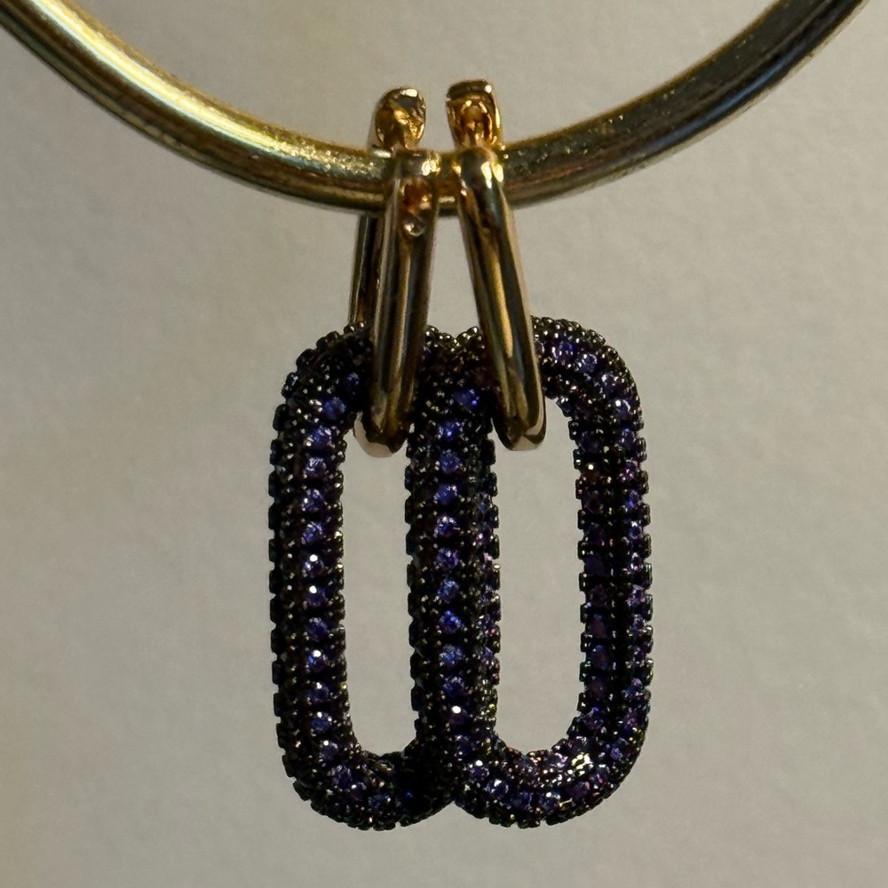 Elegant Gold and Purple Hoop Earrings - 2 ways to use